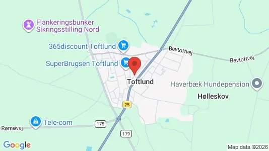 Butikslokaler til leje i Toftlund - kort over placeringen