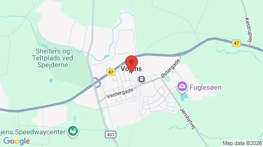 Butikslokaler til leje i Vojens - kort over placeringen