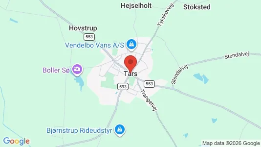 Butikslokaler til salg i Tårs - kort over placeringen