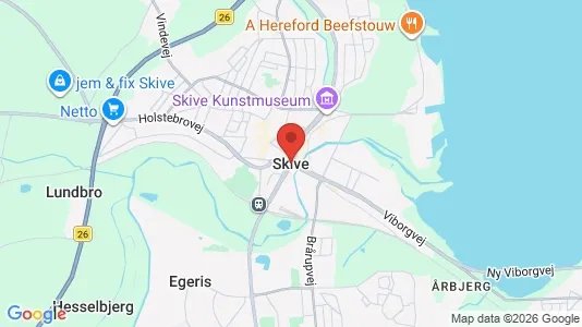 Butikslokaler til salg i Skive - kort over placeringen