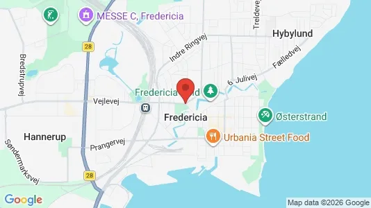 Butikslokaler til leje i Fredericia - kort over placeringen