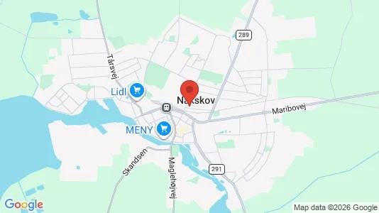 Butikslokaler til leje i Nakskov - kort over placeringen