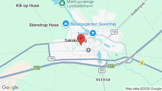 Butikslokaler til salg i Sakskøbing - kort over placeringen