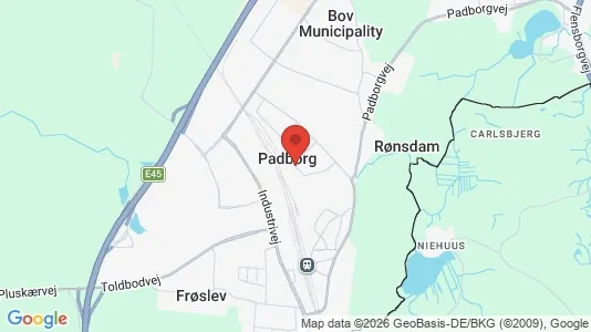 Butikslokaler til salg i Padborg - kort over placeringen