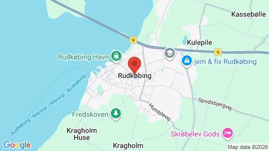 Butikslokaler til leje i Rudkøbing - kort over placeringen
