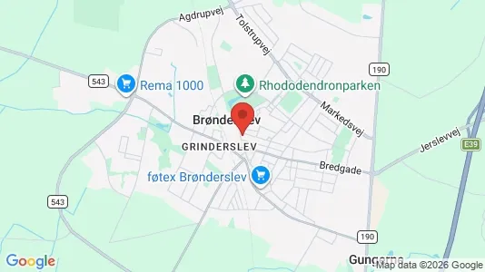 Butikslokaler til salg i Brønderslev - kort over placeringen