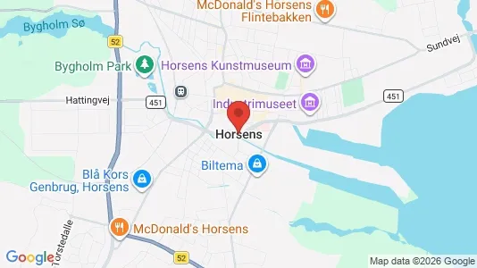 Butikslokaler til salg i Horsens - kort over placeringen
