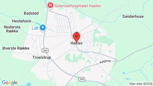 Butikslokaler til leje i Haslev - kort over placeringen
