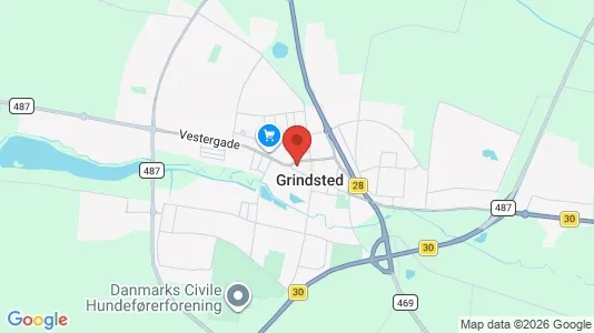 Butikslokaler til leje i Grindsted - kort over placeringen