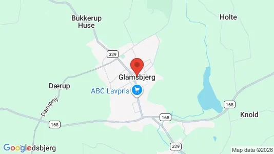 Butikslokaler til leje i Glamsbjerg - kort over placeringen