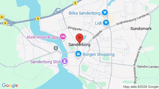 Butikslokaler til salg i Sønderborg - kort over placeringen