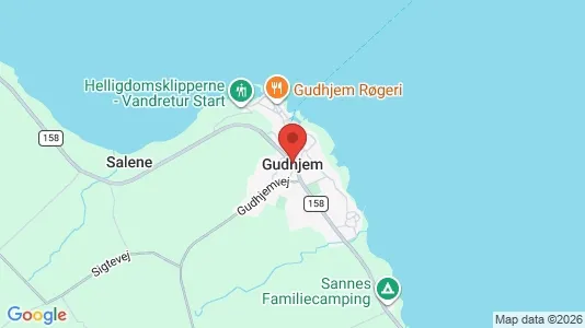 Butikslokaler til leje i Gudhjem - kort over placeringen
