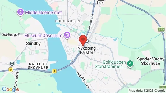 Butikslokaler til leje i Nykøbing Falster - kort over placeringen