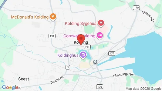 Butikslokaler til salg i Kolding - kort over placeringen