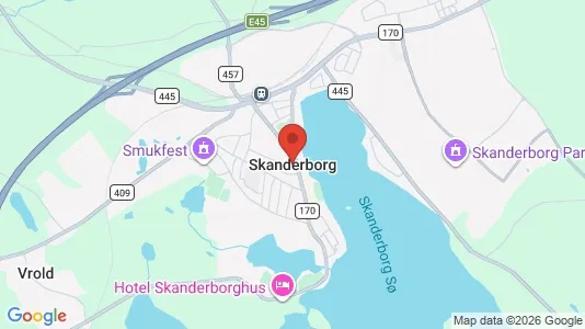 Butikslokaler til leje i Skanderborg - kort over placeringen