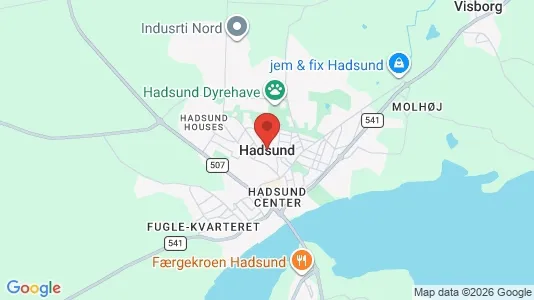 Butikslokaler til salg i Hadsund - kort over placeringen