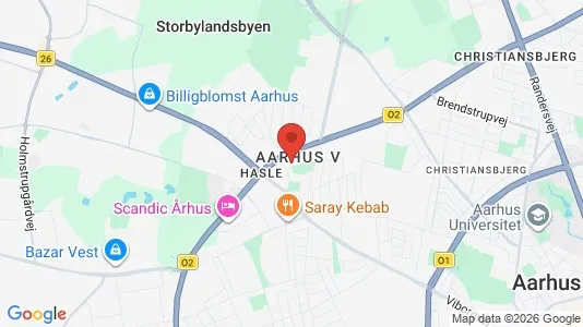 Butikslokaler til salg i Århus V - kort over placeringen