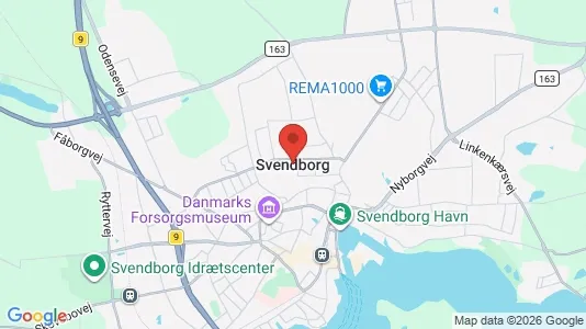 Butikslokaler til salg i Svendborg - kort over placeringen