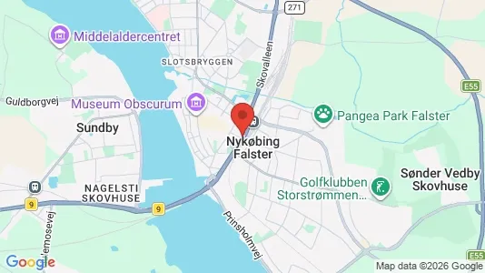 Butikslokaler til leje i Nykøbing Falster - kort over placeringen