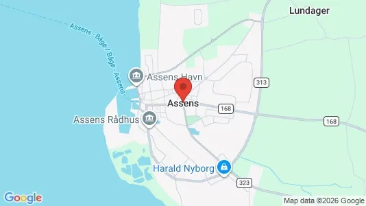 Butikslokaler til leje i Assens - kort over placeringen