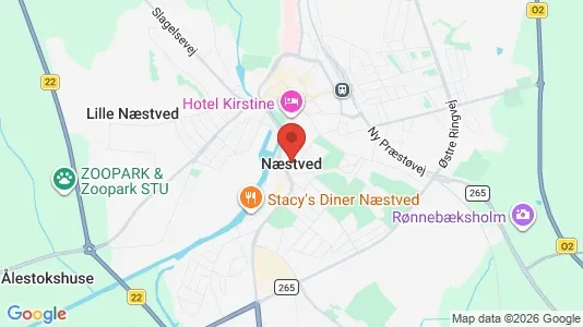Butikslokaler til leje i Næstved - kort over placeringen
